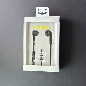 Heyday Black Earbud Headphones with Wired Connectivity